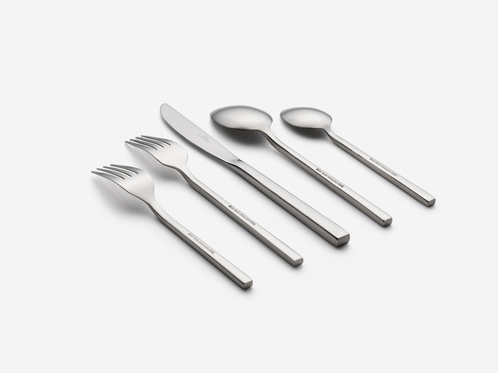 Modern silverware set back view